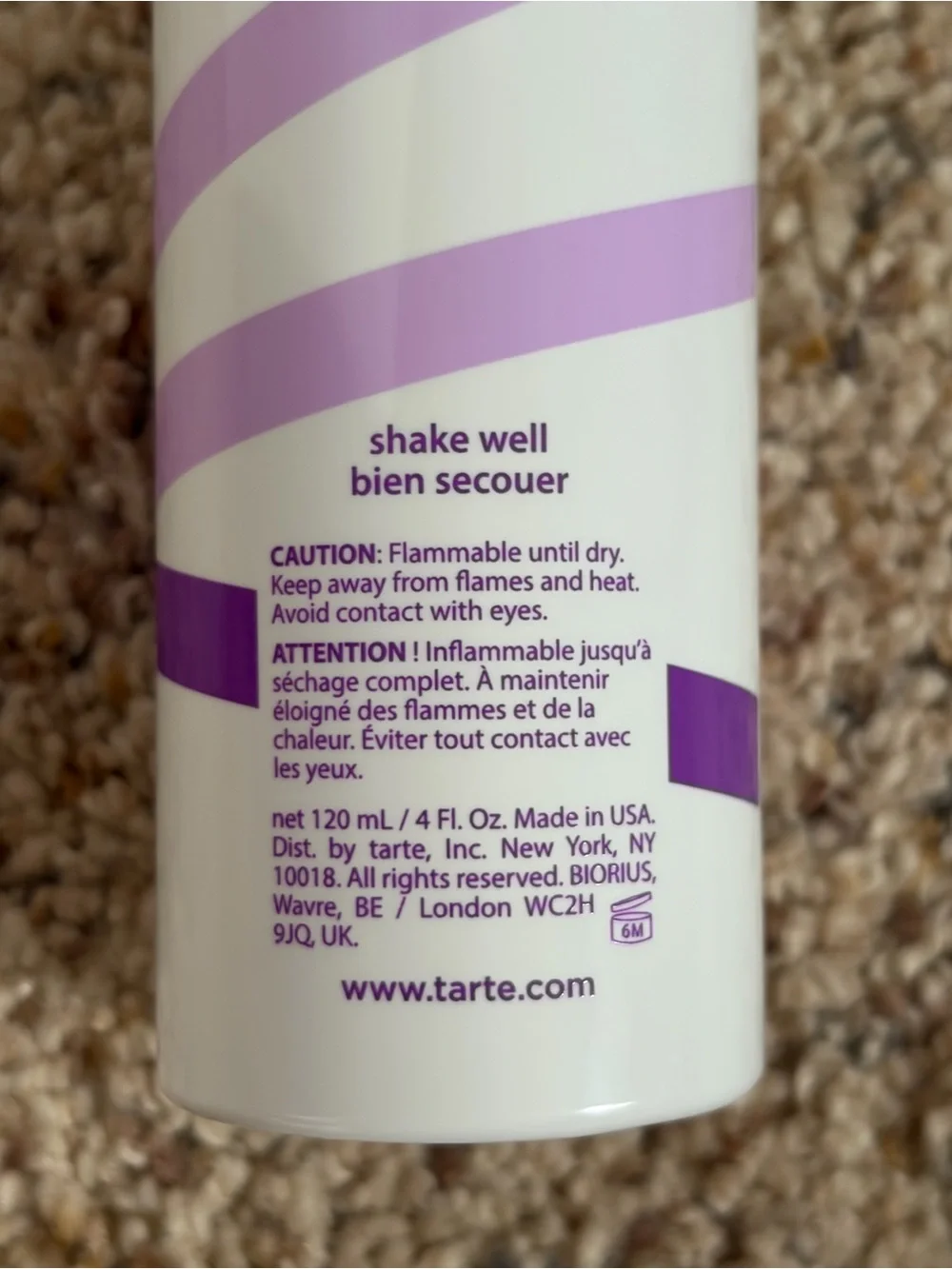 Full Size tarte Shape Tape Stay Spray 16-Hour Setting Spray Lavender White
